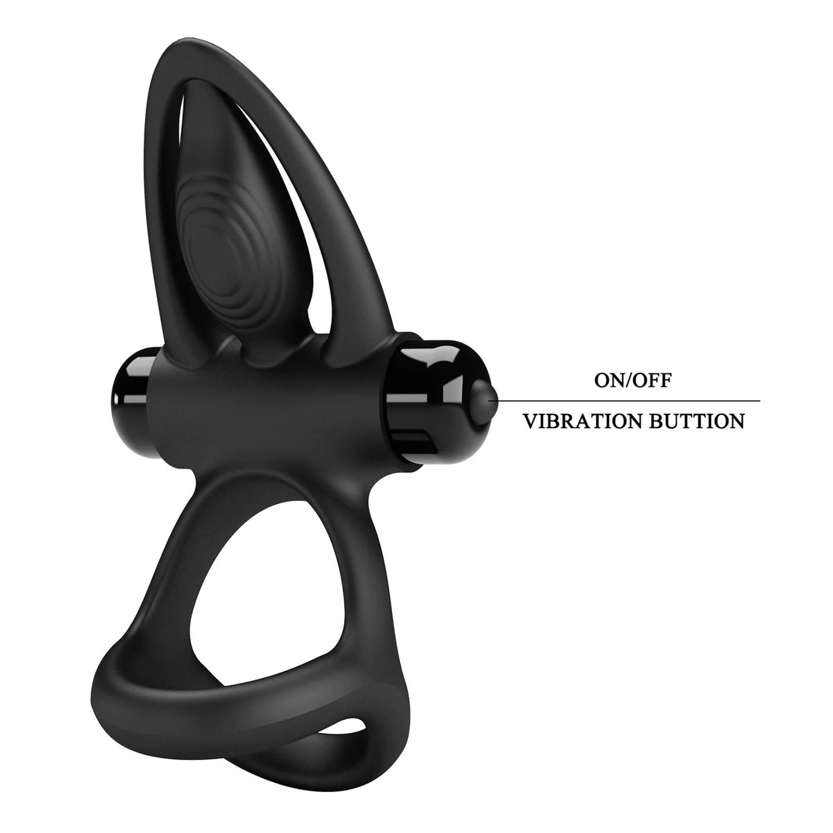 Anello fallico 10 funzioni – vibrante, nero BI-210306-1 | Pretty Love