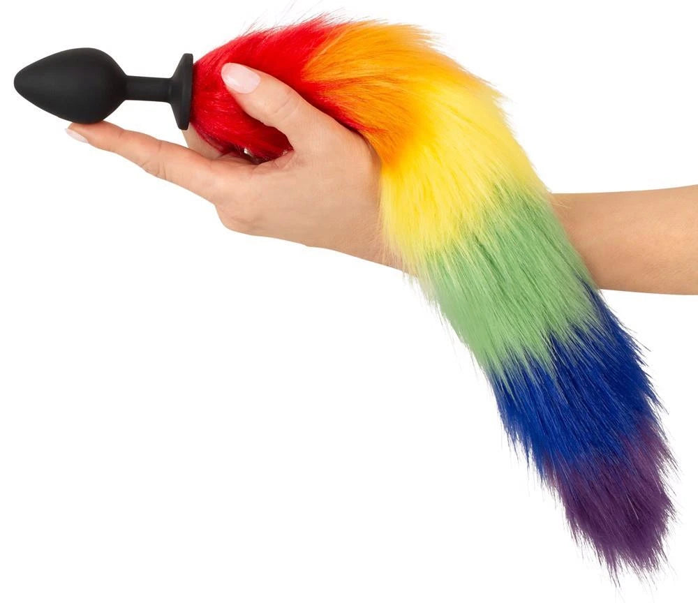 Butt plug fluffy tail 42 cm – black