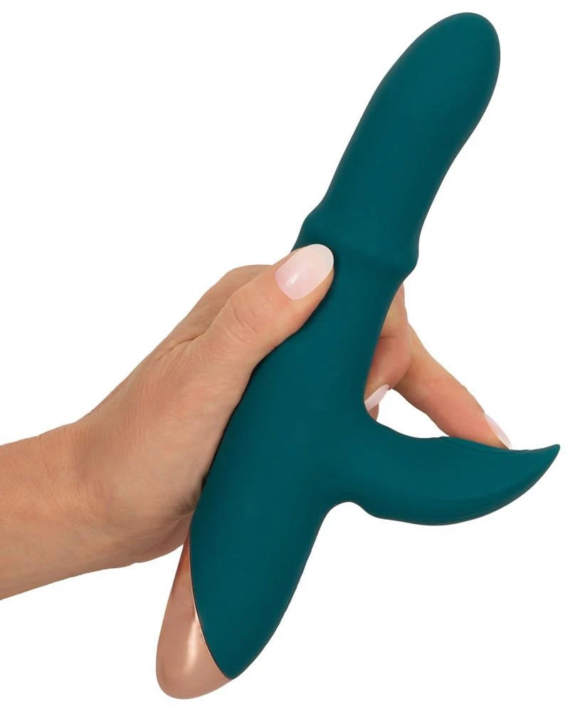 Anillo para el pene Thumping Moving 7 funciones – recargable, vibrador, verde