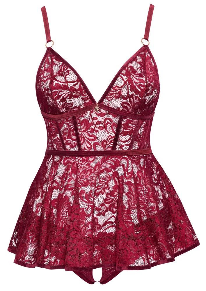 Completino – in pizzo, aperto, rosso 27416953051 | Cottelli CURVES