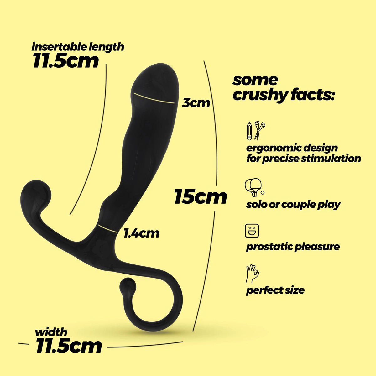 Massaggiatore prostatico Baba 15 cm – nero | Crushious