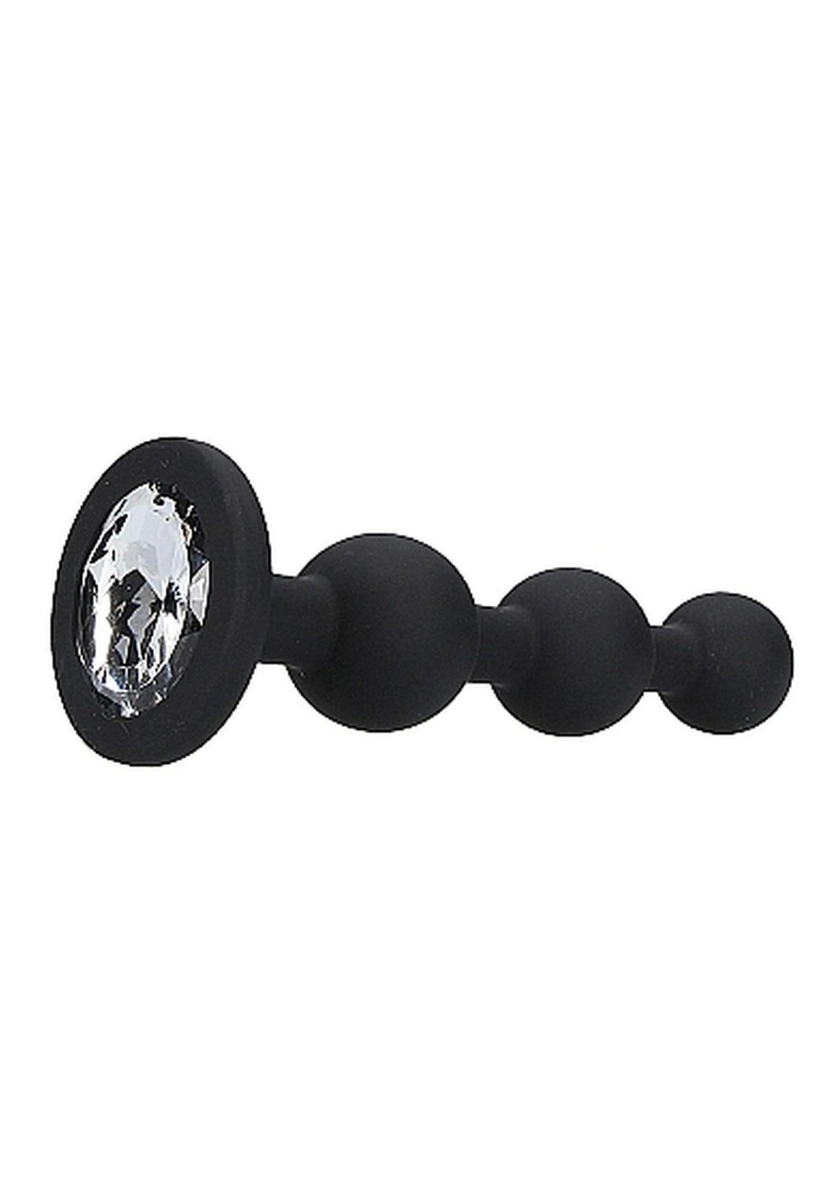 Plug anale Beaded 11.4 cm – con gioiello, nero | Ouch!