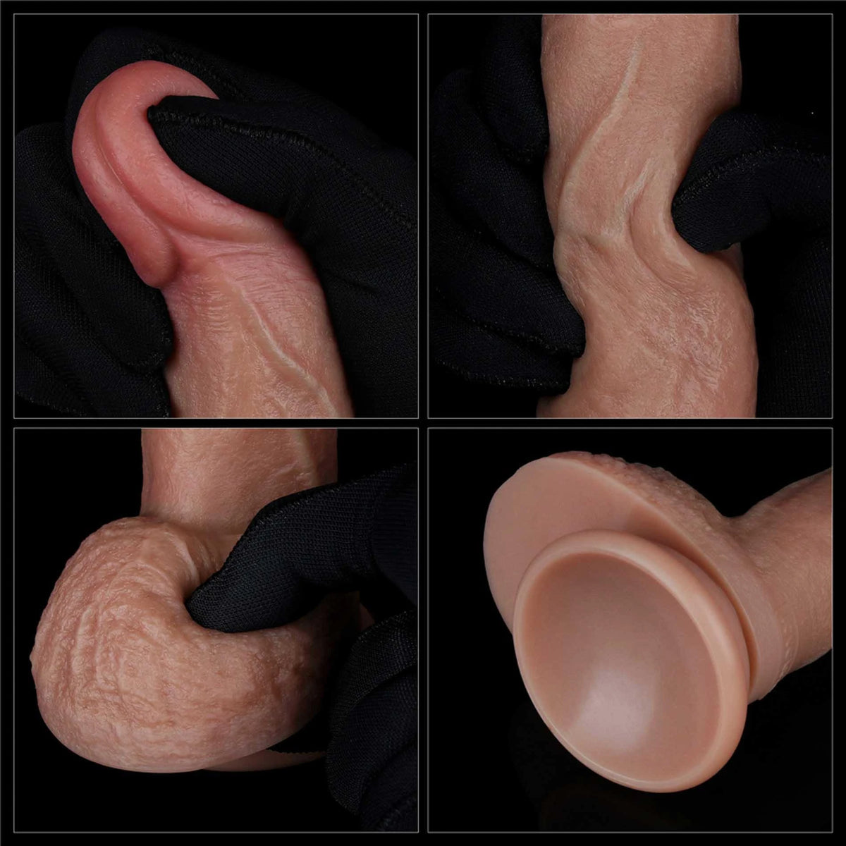 Vibromasseur réaliste 18.5 cm – avec ventouse, double, nude | Lovetoy