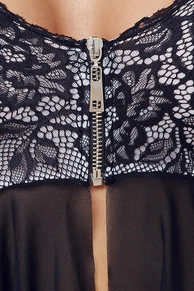 Fehérnemű szett – csipke, nyitott, fekete 27415471041 | Cottelli LINGERIE