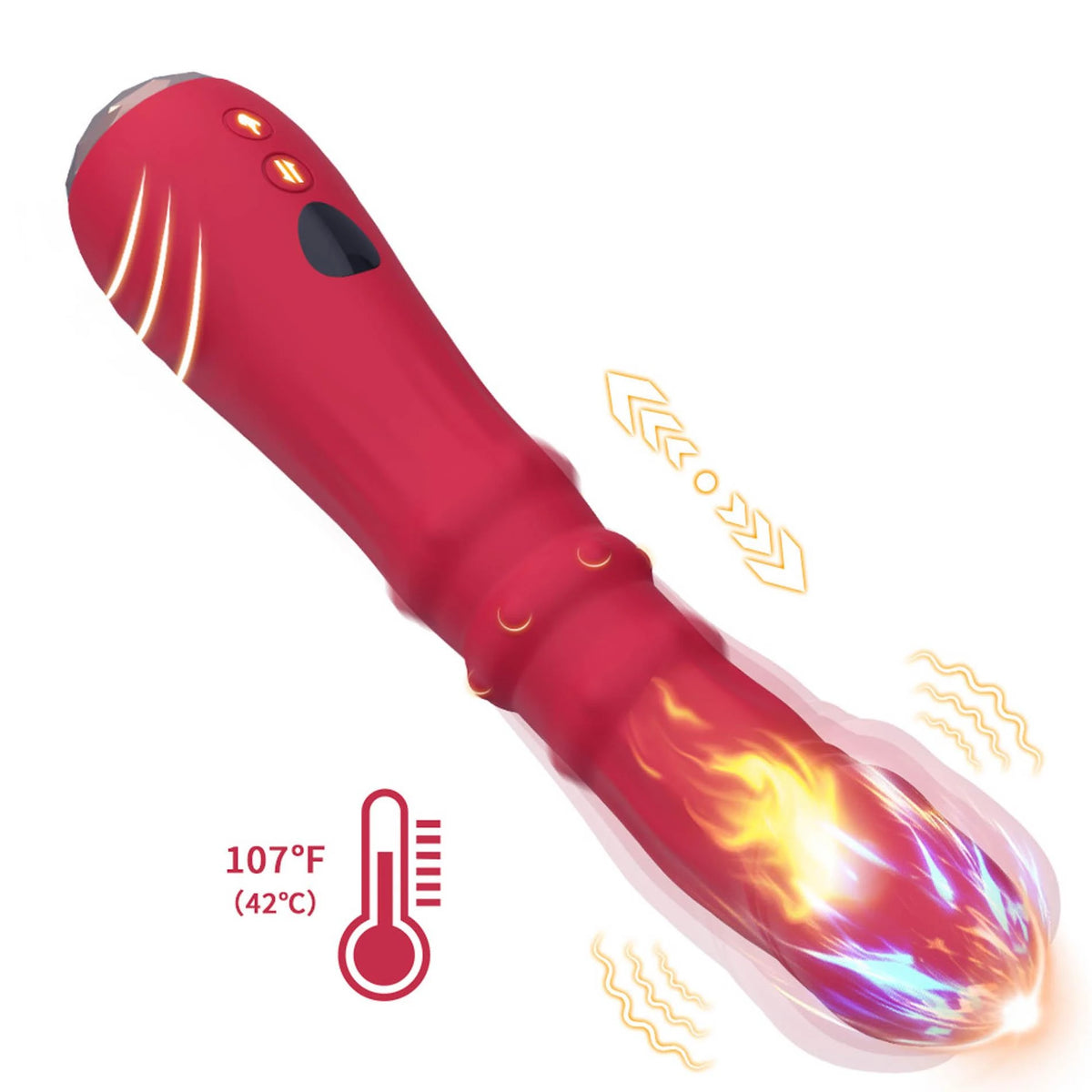 Realisztikus vibrátor Jackal 9 funkció – újratölthető, piros | Favorites