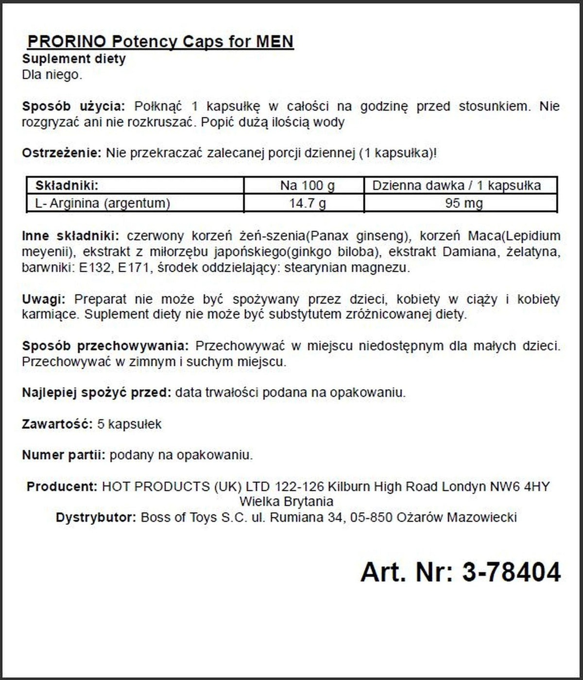 Integratore Potency caps – per l'erezione | HOT