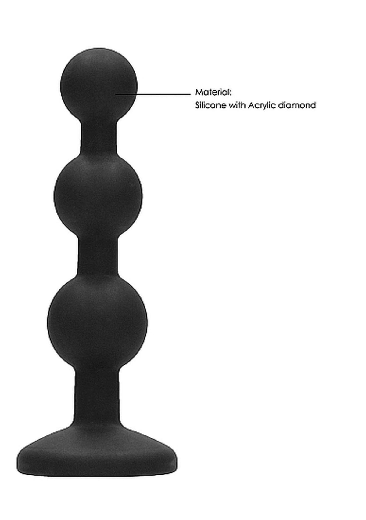 Plug anale Beaded 11.4 cm – con gioiello, nero | Ouch!