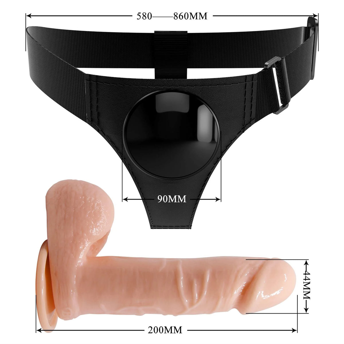 Harnais strap-on Tom Universal 20 cm – étanche, nude | Pretty Love