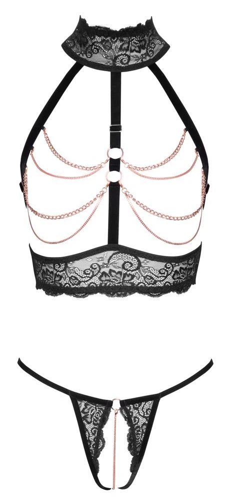 Lingerie set – lace, open crotch, black 22153651031 | Abierta Fina