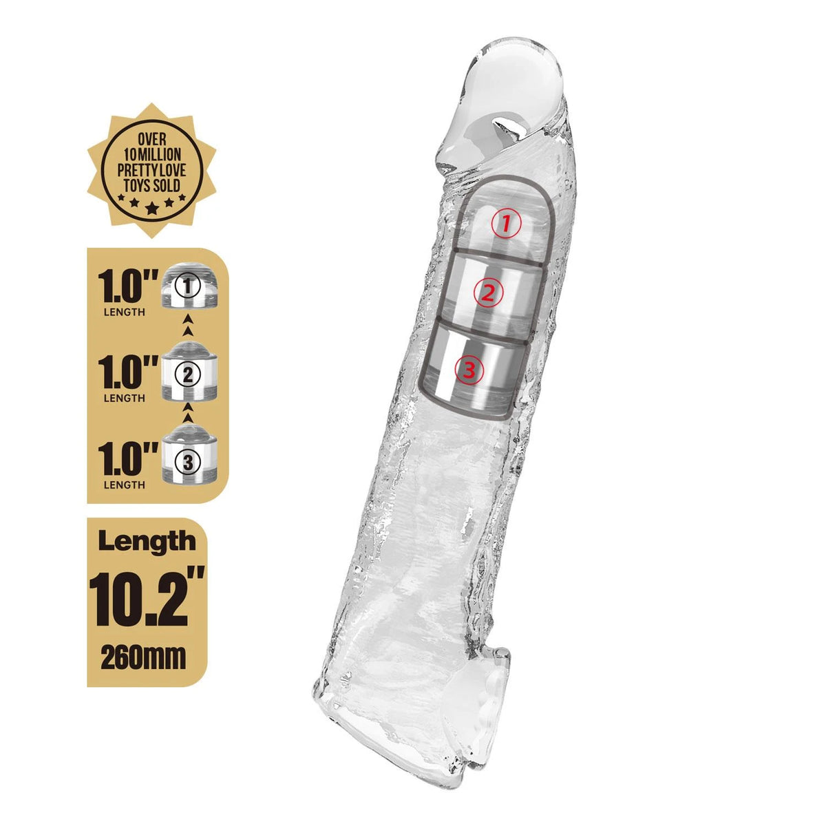 Guaina per il pene Modular Length Blocks – trasparente BI-026279M | Pretty Love