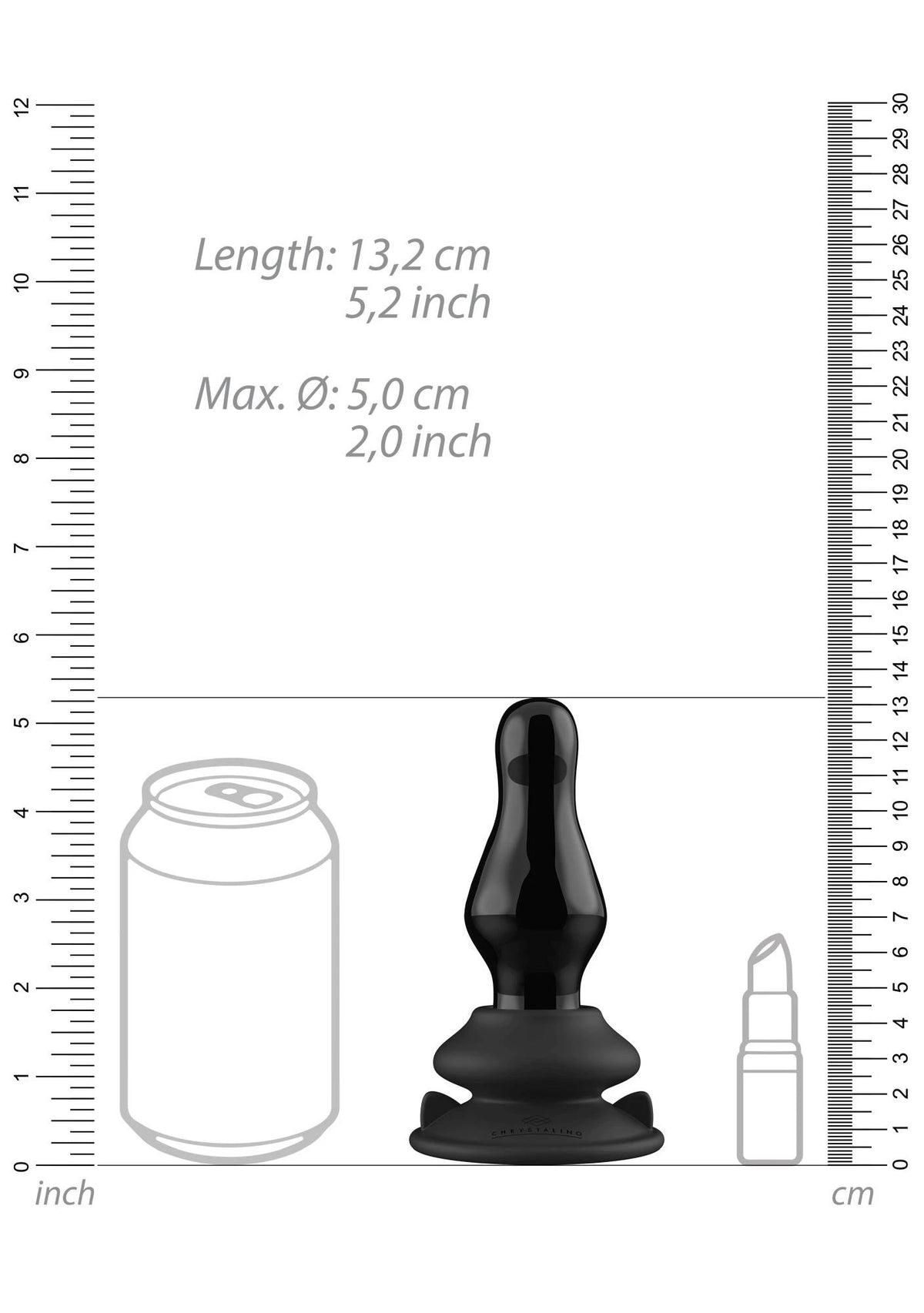 Butt plug Missy 10 functions – glass, remote control, black | Chrystalino