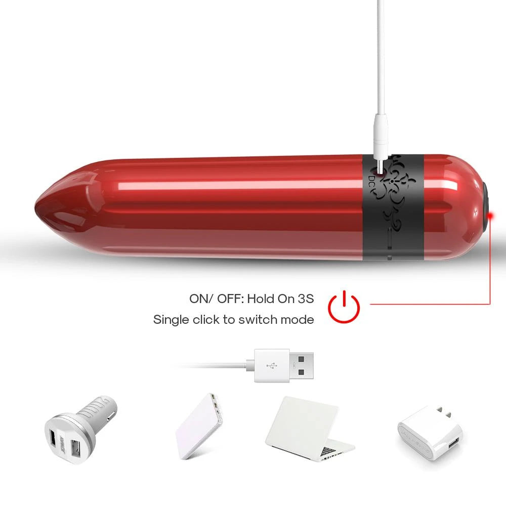 Mini vibratore Rocket 9 funzioni – ricaricabile, rosso | Favorites