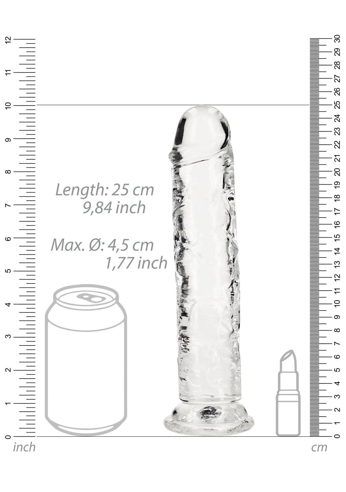 Consolador realista Straight 7.2 cm – con ventosa, transparente | RealRock