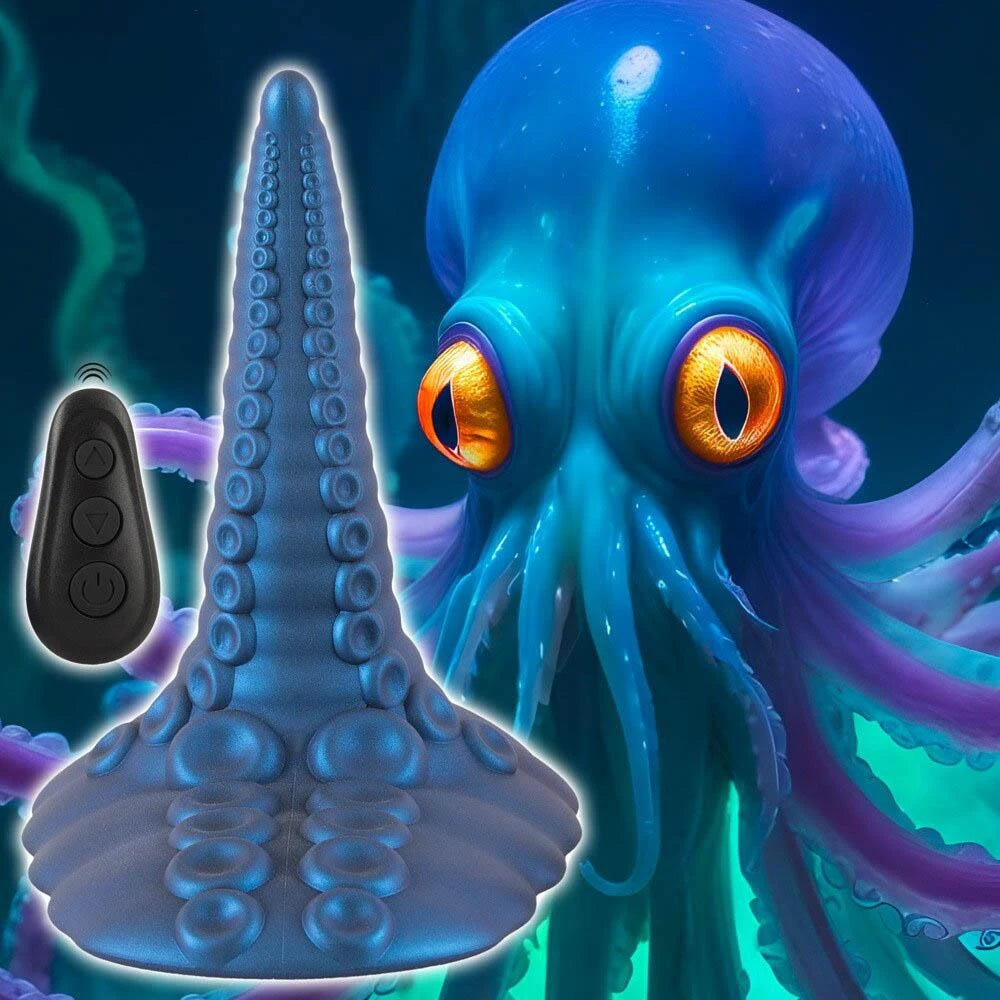 Realistic vibrator Tentacle Pad 10 functions – remote control, with suction cup, blue | Beasty Cocks
