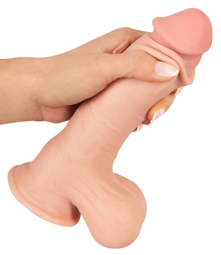 Realistic dildo movable 19.9 cm – with suction cup, nude | Nature Skin
