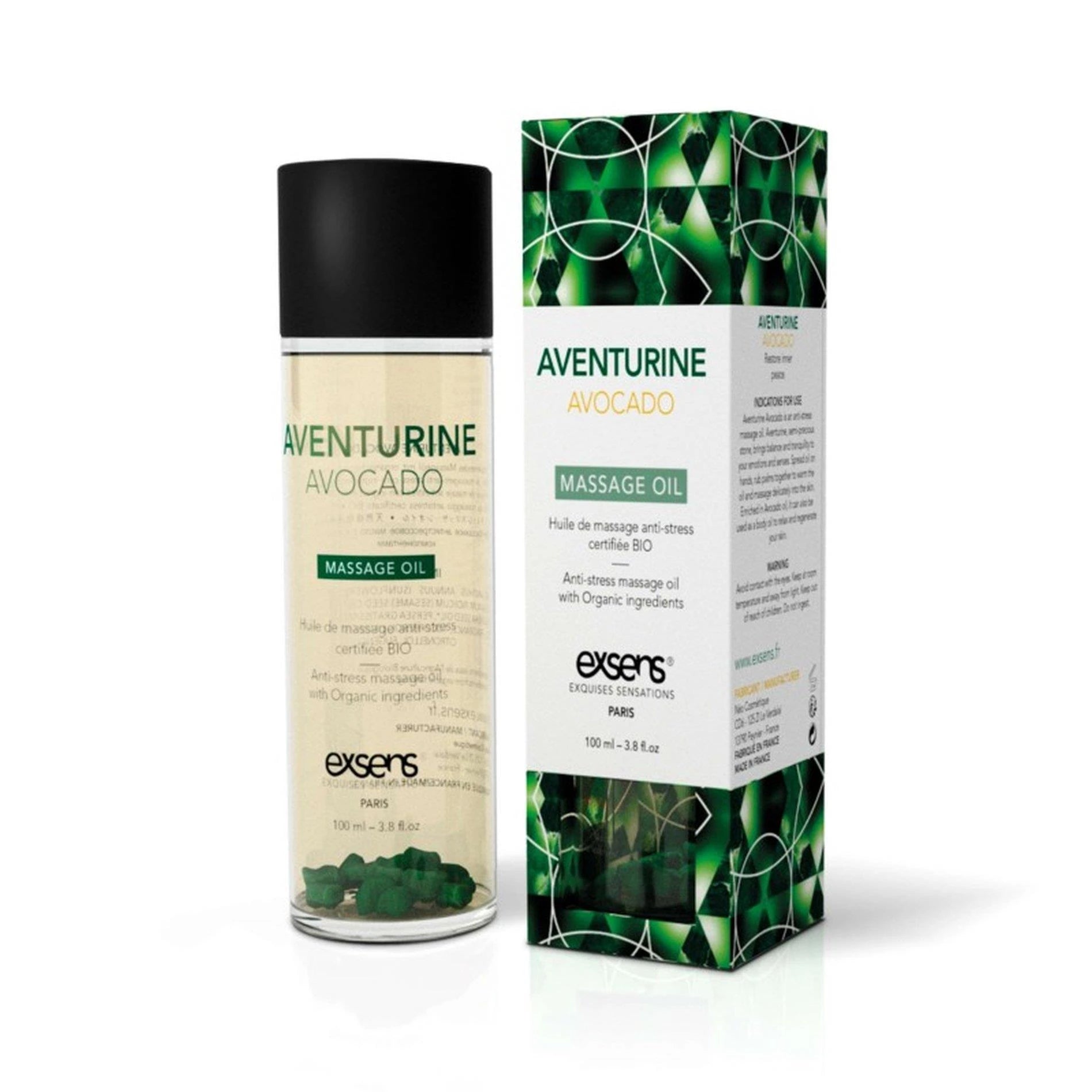 Huile de massage bio AVENTURINE AVOCAT aux pierres 100 ml