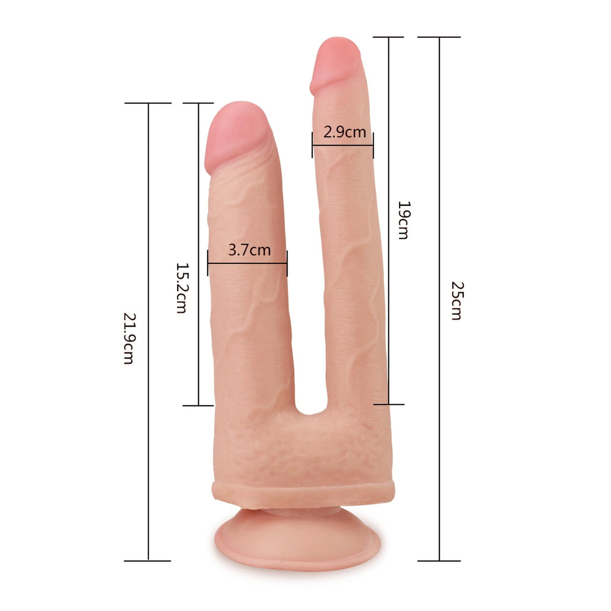 Vibratore realistico Skinlike Penetration – con ventosa, doppio, nude | Lovetoy