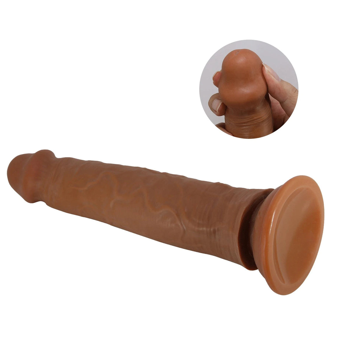 Realistic dildo Sharife 10 base – with suction cup, brown | Pretty Love