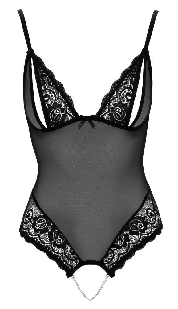 Body – csipke, virágos, fekete 26424251041 | Cottelli LINGERIE