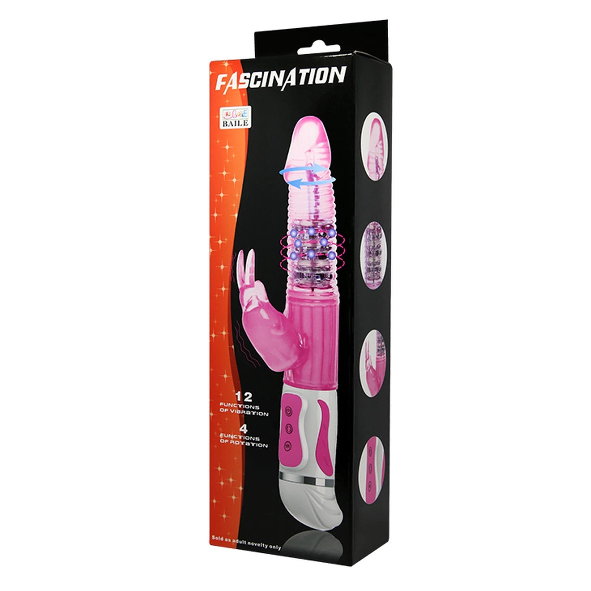 BAILE- Fasination Vibrator Rose, 12 fonctions de vibration, 4 fonctions de rotation