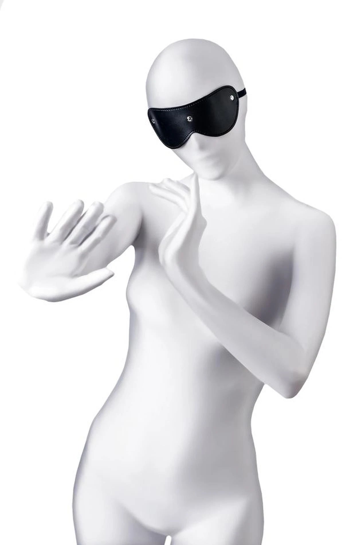 Masque Anonyme, cuir PU, noir, 24 cm