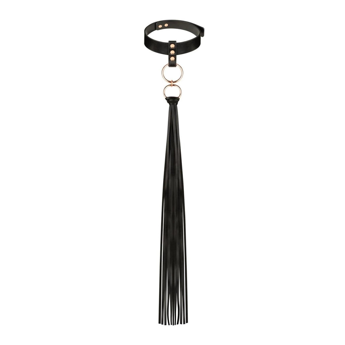 Bondage restraint Collar with Flogger – black | Rosy Gold