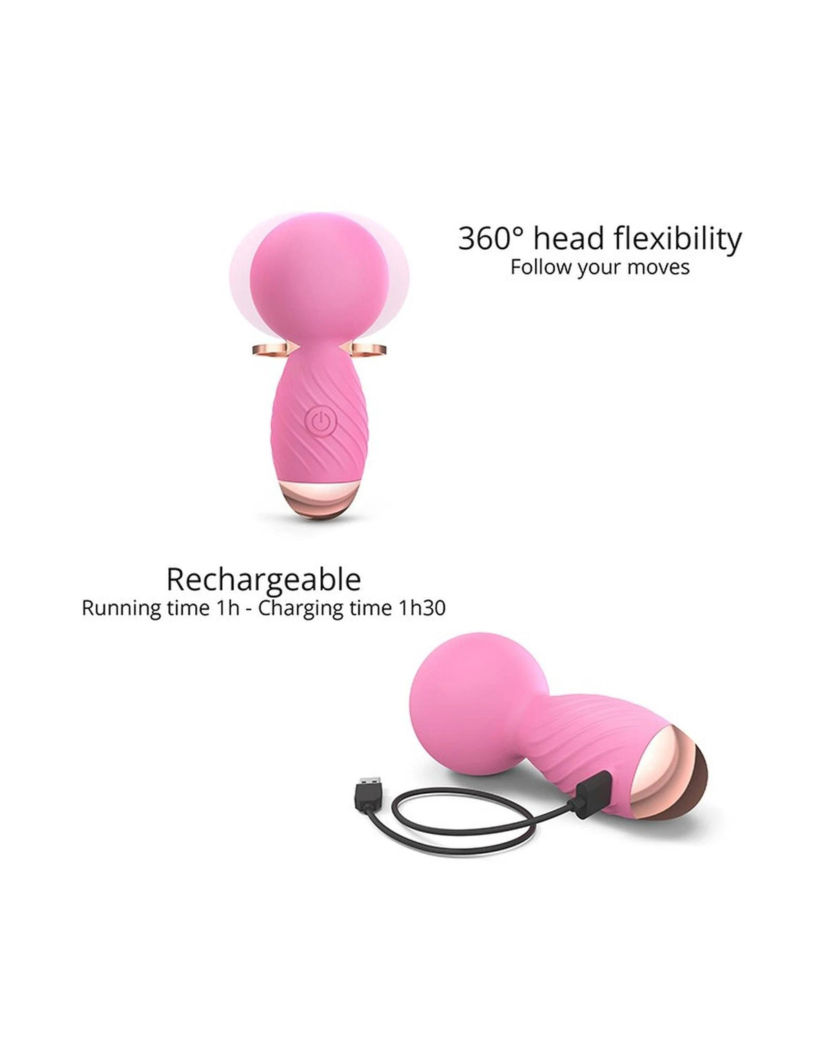 Massaggiatore wand 9 funzioni – ricaricabile, rosa | Love to Love