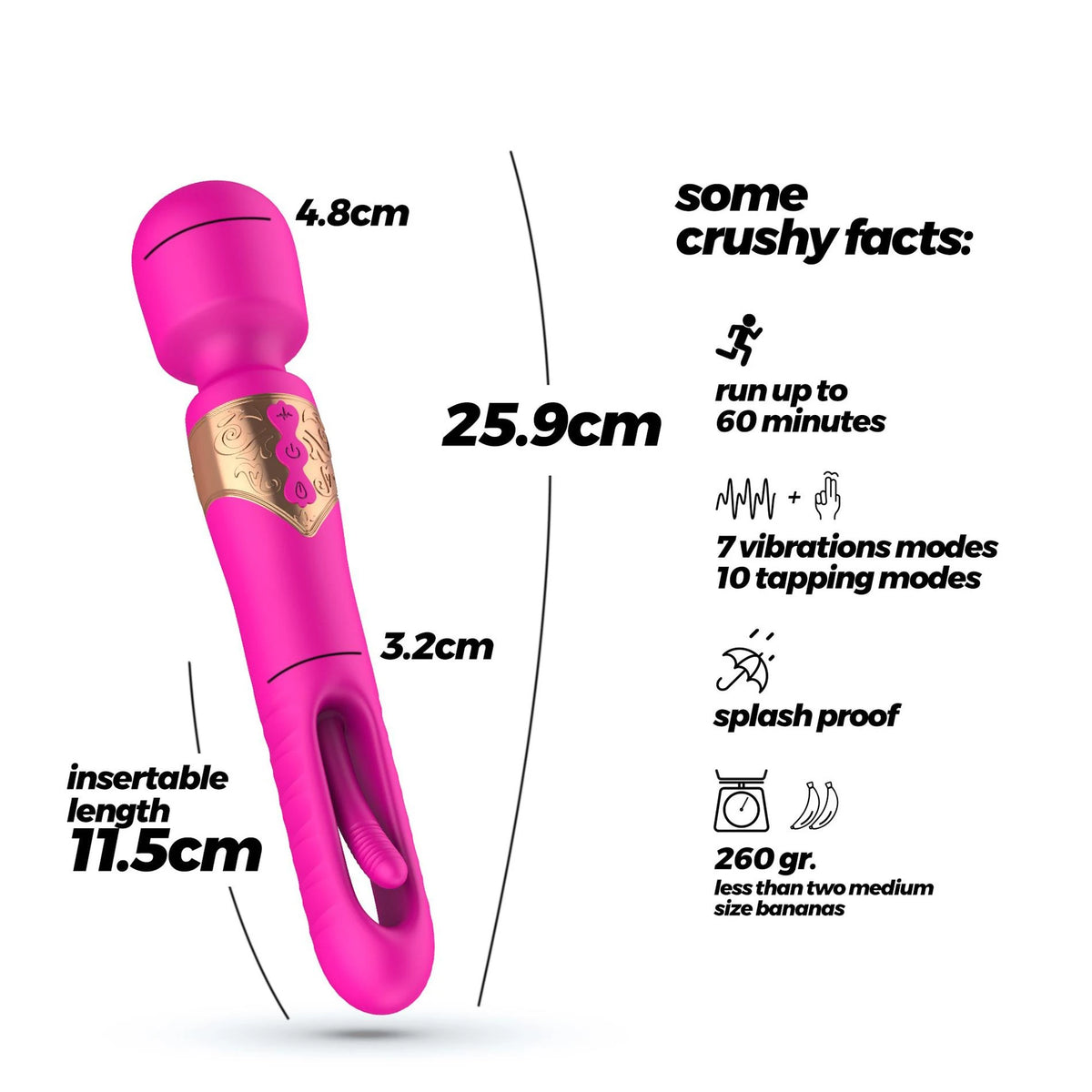 Wand massager Ben Flicker 7 functions – double, purple | Crushious