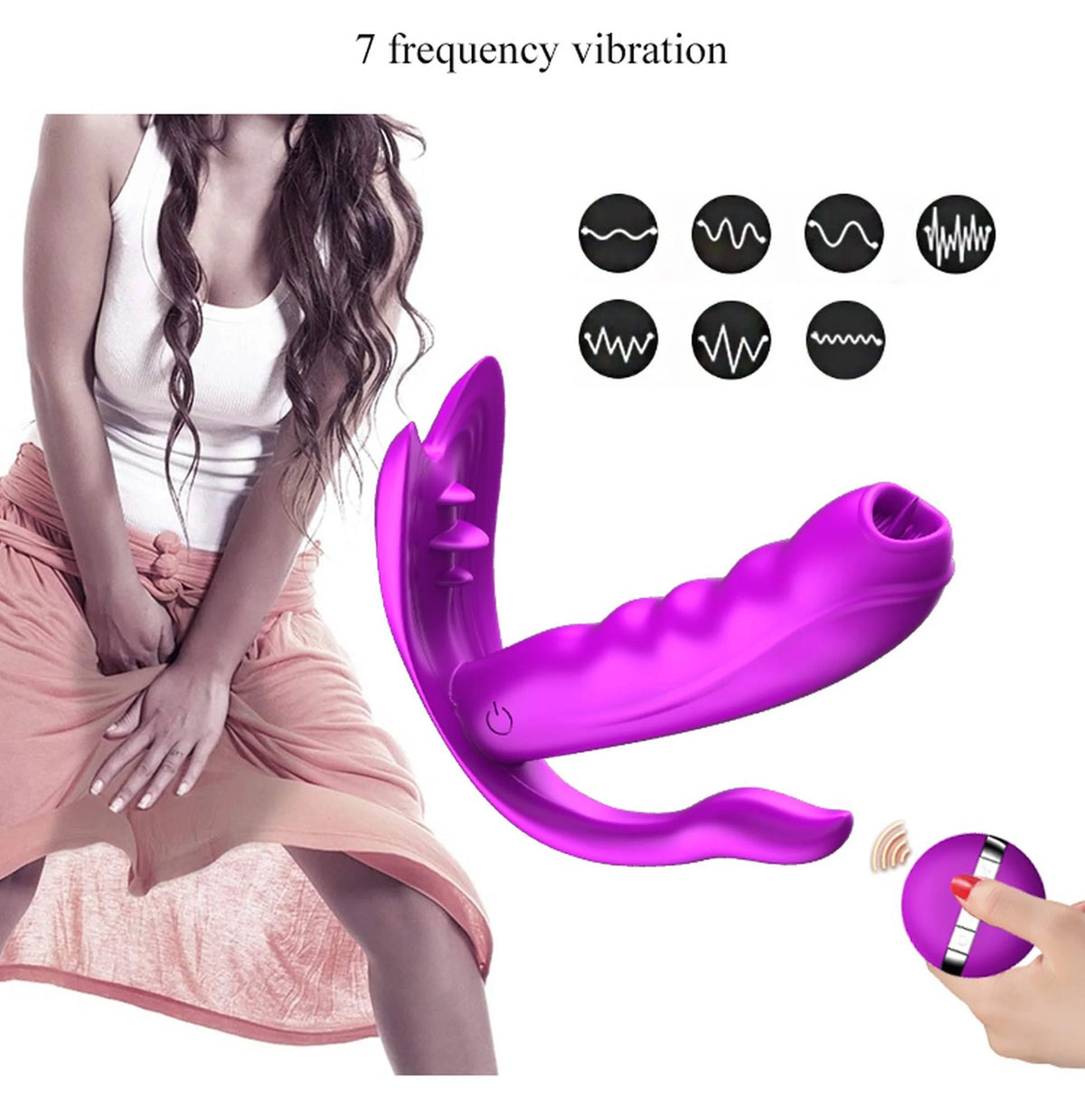 Klitoris-Stimulator 7 Funktionen – mit Fernbedienung, wiederaufladbar, lila | Favorites