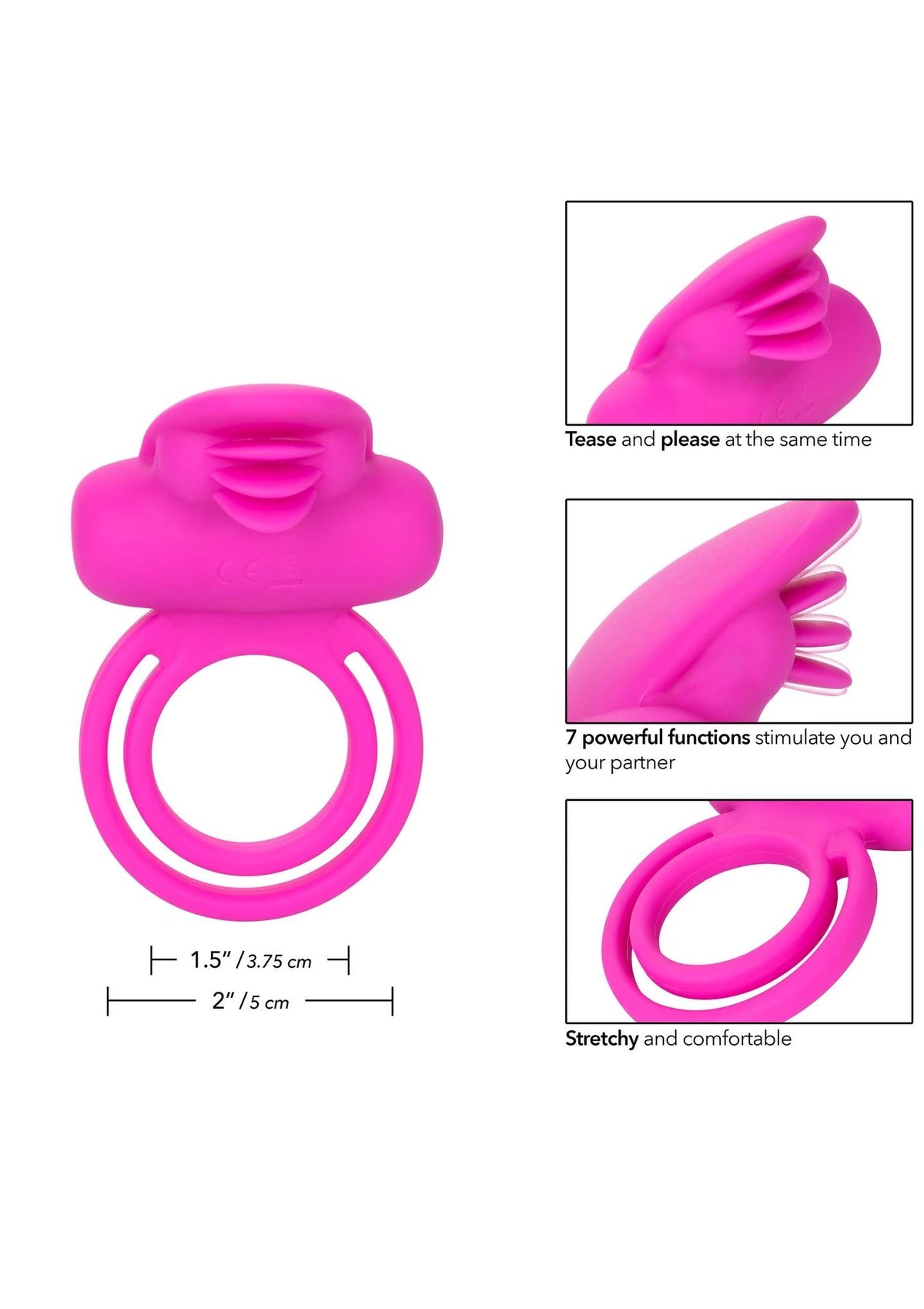 Klitoris-Stimulator Flicker Enhancer 7 Funktionen – mit Fernbedienung, doppelt, rosa | Calexotics