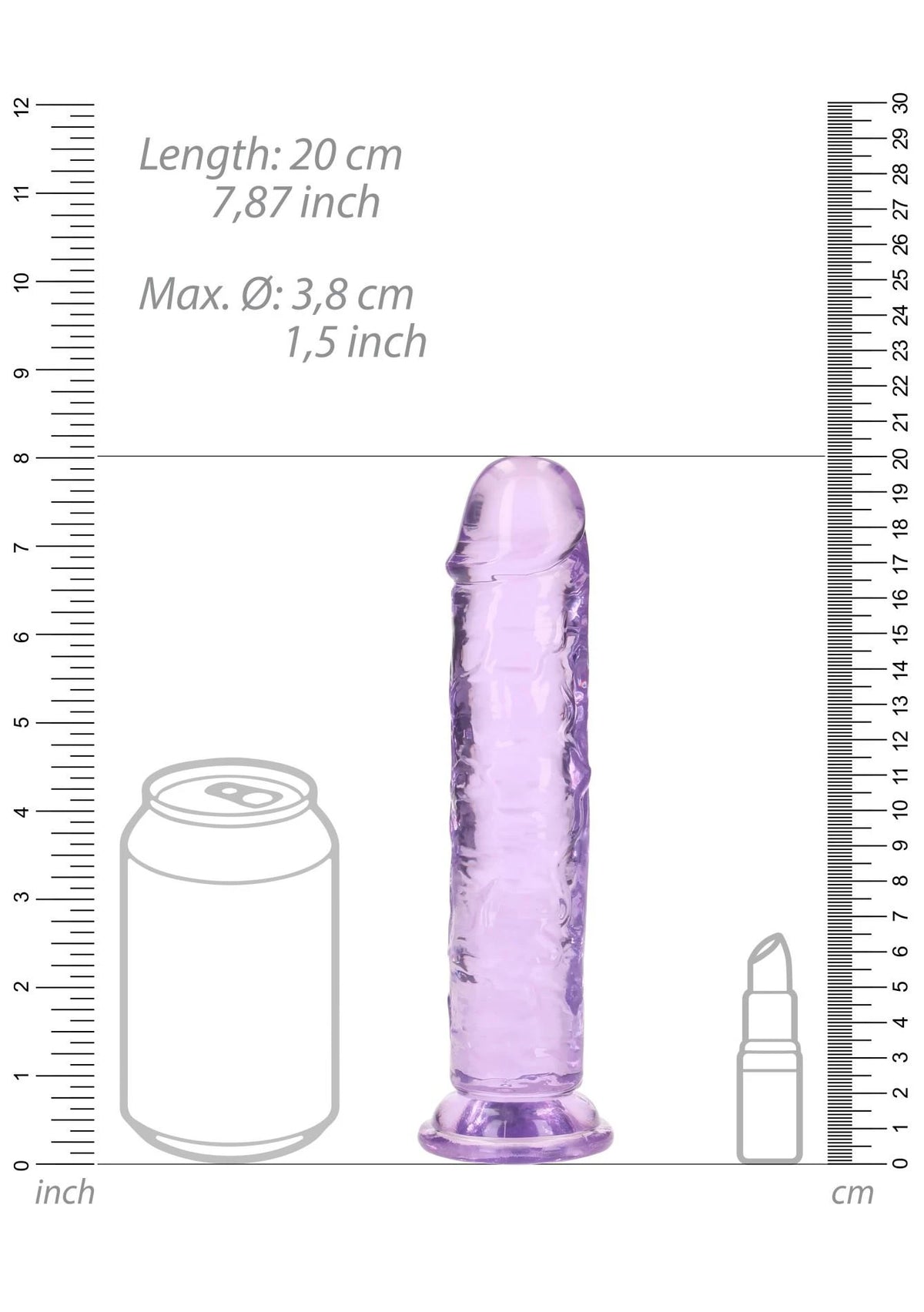 Consolador realista Straight – con ventosa, morado 5.5 cm | RealRock