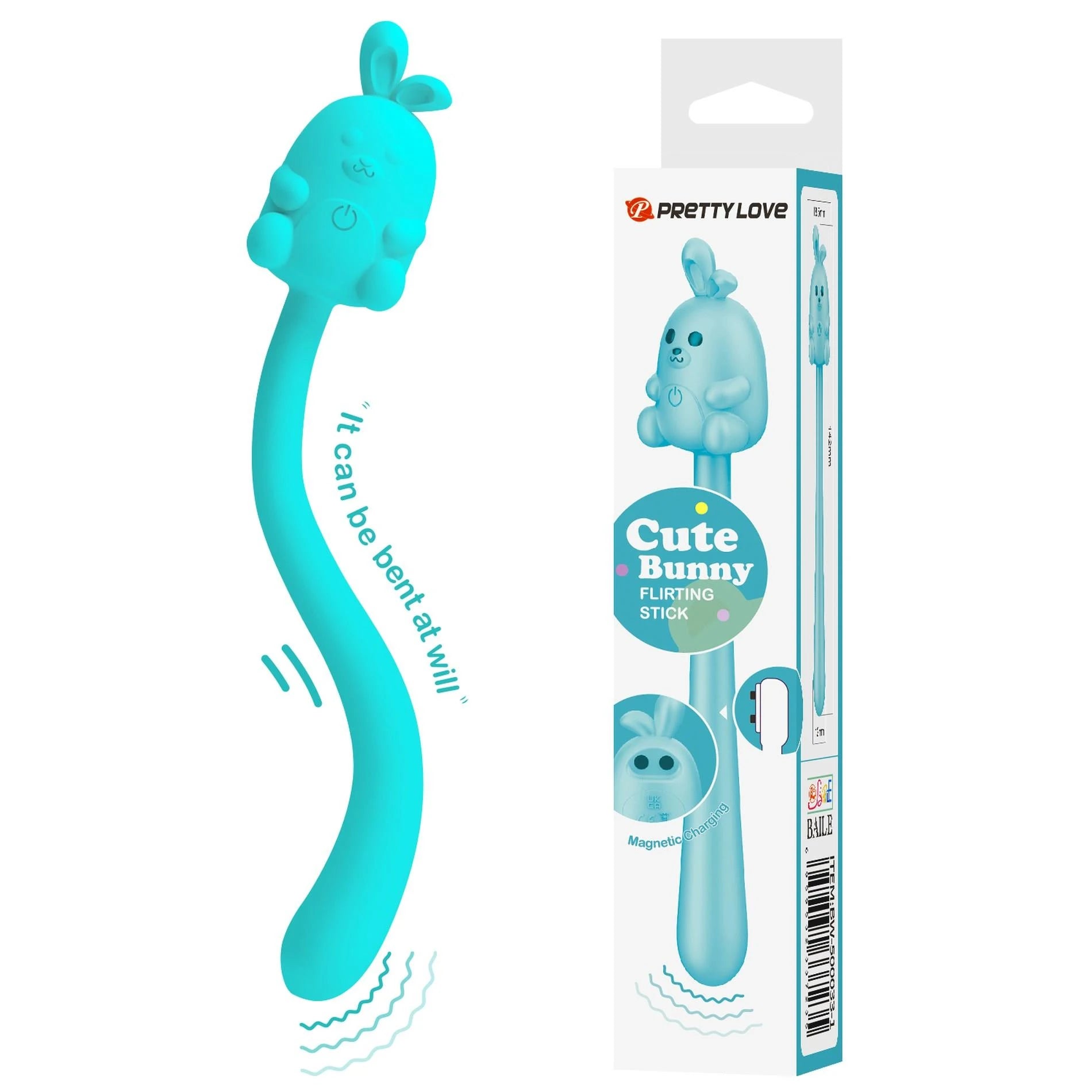 CUTE BUNNY, Flirting Stick, 7 fonctions de vibration, Chargement USB magnétique