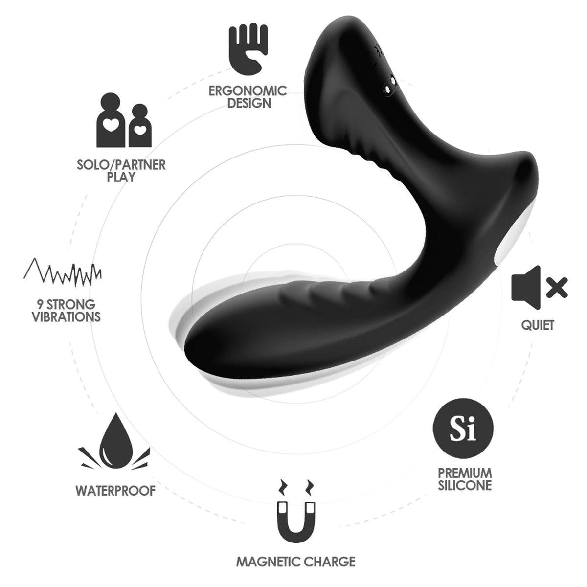 Massaggiatore prostatico Storm 9 funzioni – ricaricabile, vibrante, nero | Favorites