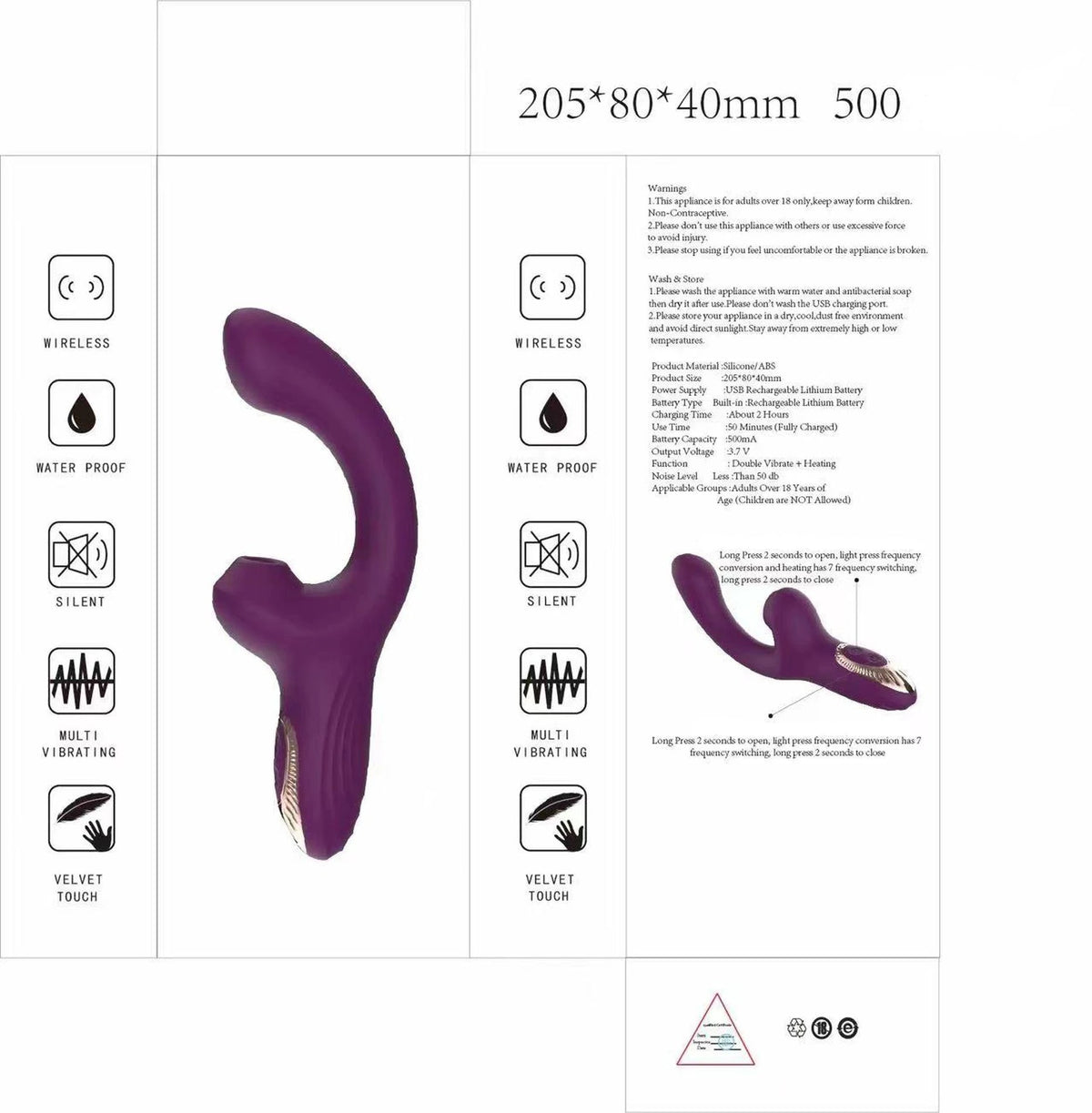 Vibratore rabbit Bump 7 funzioni – ricaricabile, riscaldante, prugna | Favorites