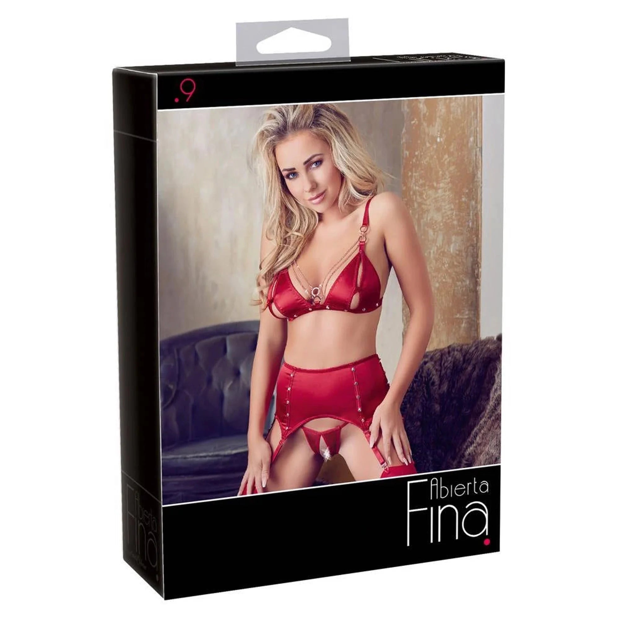Ensemble soutien-gorge et porte-jarretelles rouge S