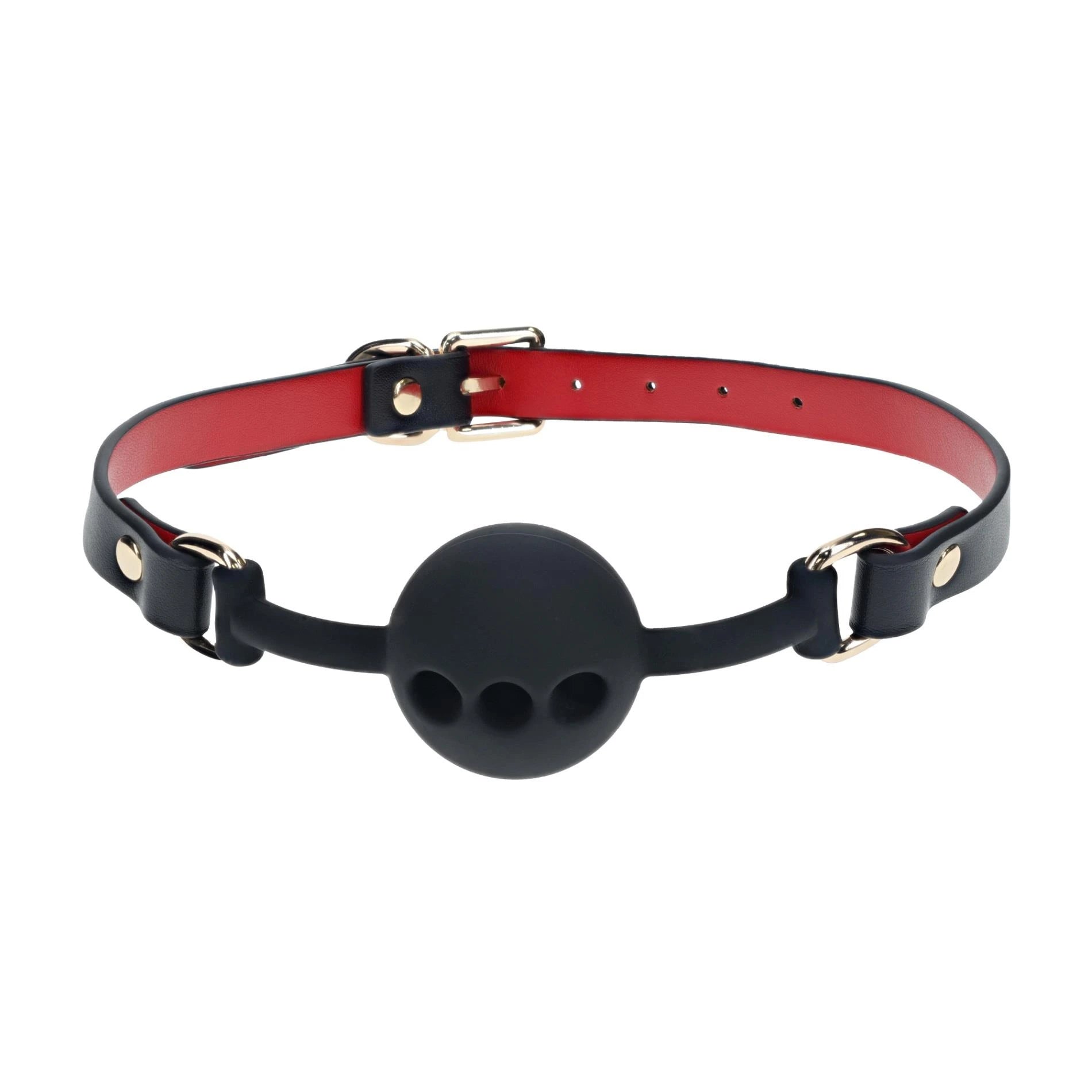 Collection Milan - Balle de bâillon en silicone - Noir/Rouge
