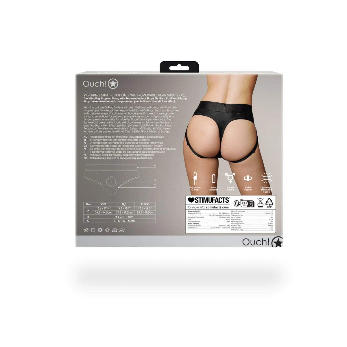 Imbracatura strap-on Removable 10 velocità – nera | Ouch!