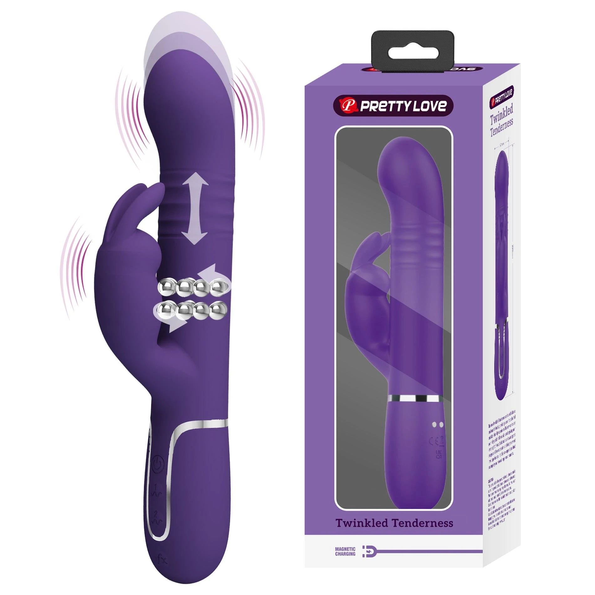 PRETTY LOVE - Coale Dark Purple, 7 fonctions de vibration, 4 fonctions de rotation, 4 réglages de poussée