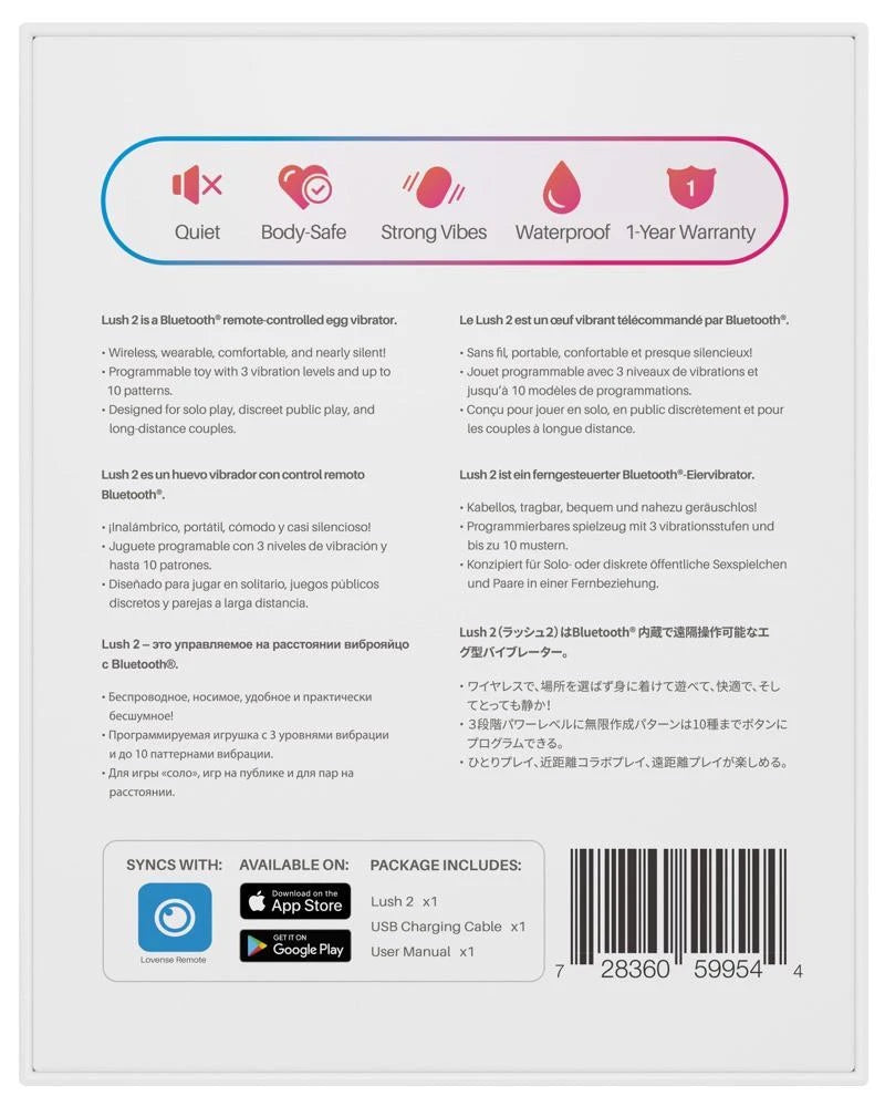 Vibrating egg Lush 2 18 cm – app-controlled, pink | Lovense