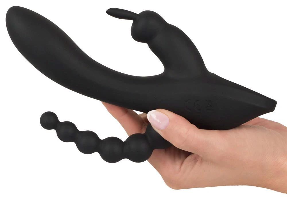 Vibrador punto G Triple 7 funciones – recargable, doble, negro | Sweet Smile
