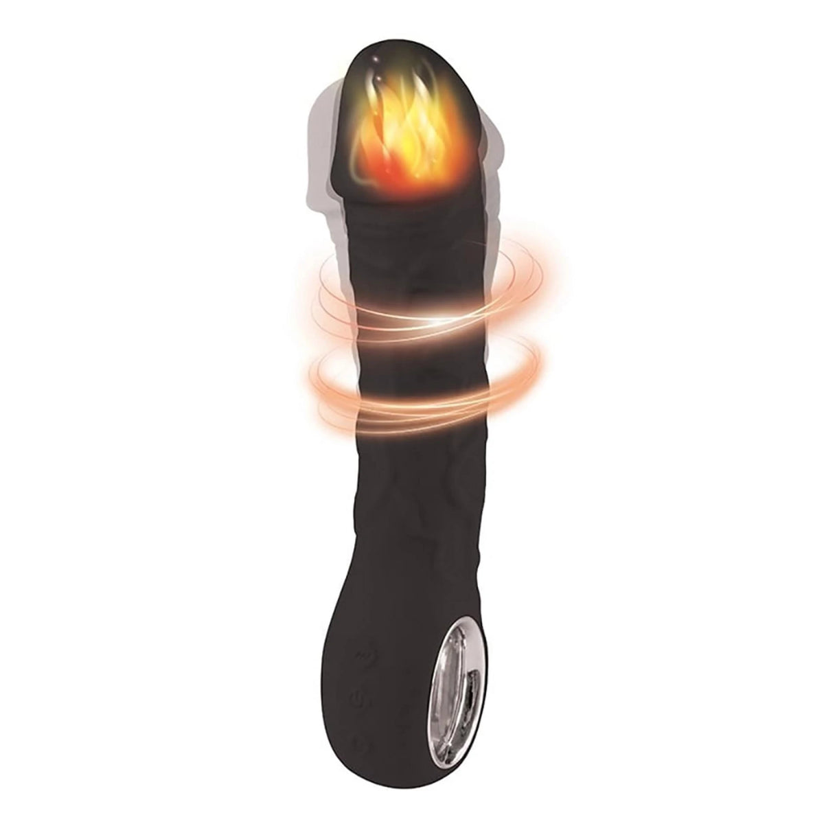 Realistischer Vibrator 10 Funktionen – wiederaufladbar, mit Wärmefunktion, schwarz | Fantasy