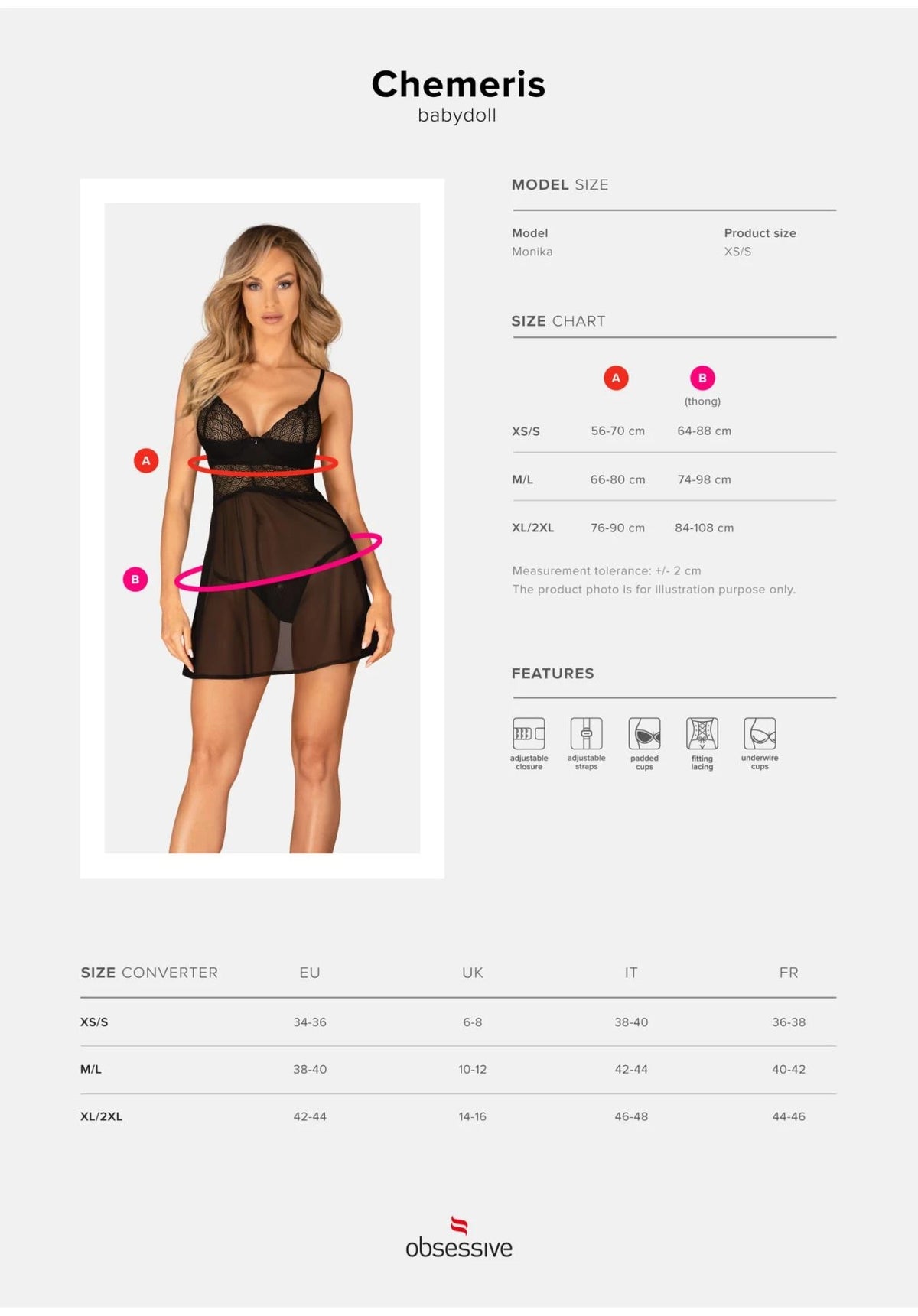 Conjunto de lencería Chemeris – negro 27516311941 | Obsessive