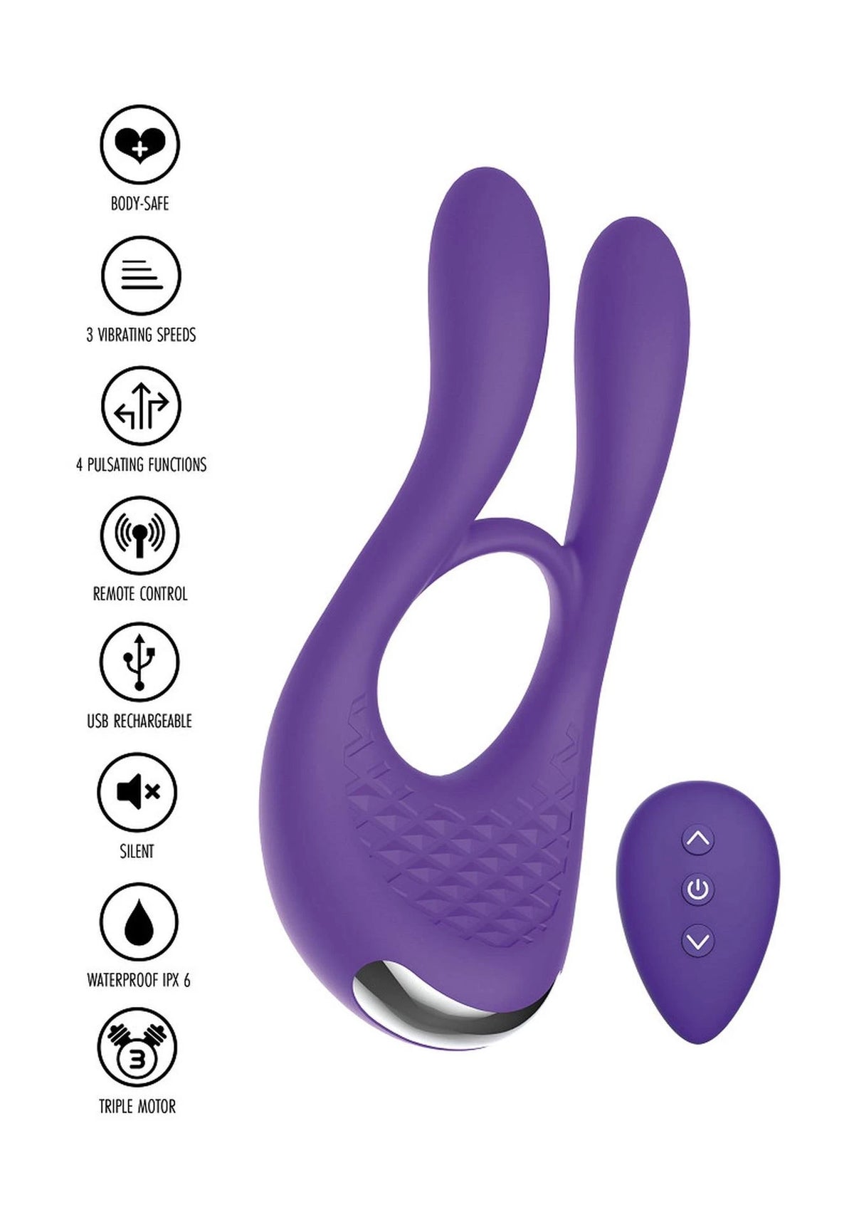 Anneau pénien Ride To Paradise – avec télécommande, vibrant, violet | ToyJoy