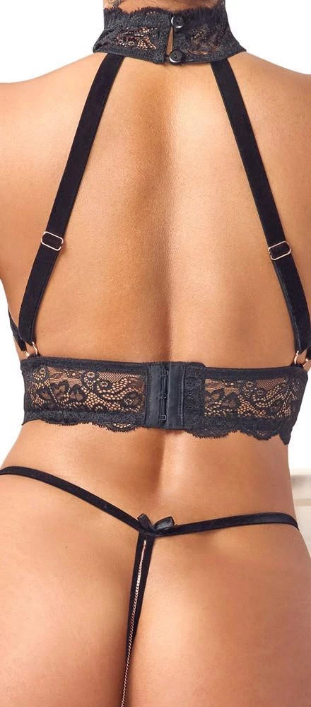 Lingerie set – lace, open crotch, black 22153651031 | Abierta Fina