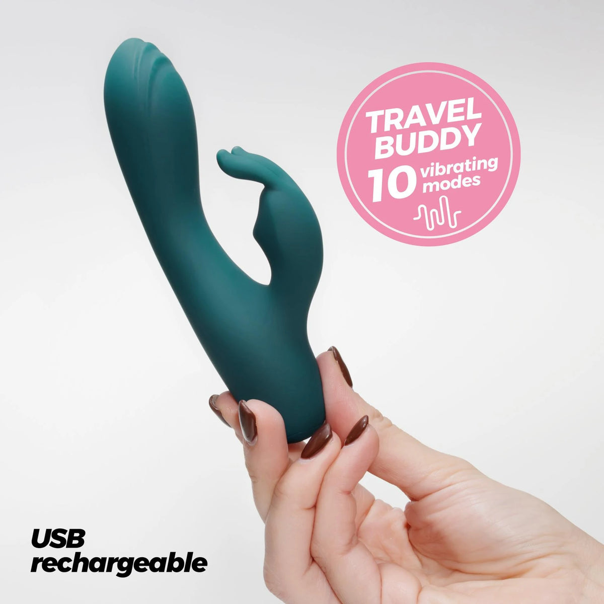 Rabbit vibrátor Lola Emerald 9.5 cm – zöld | Crushious