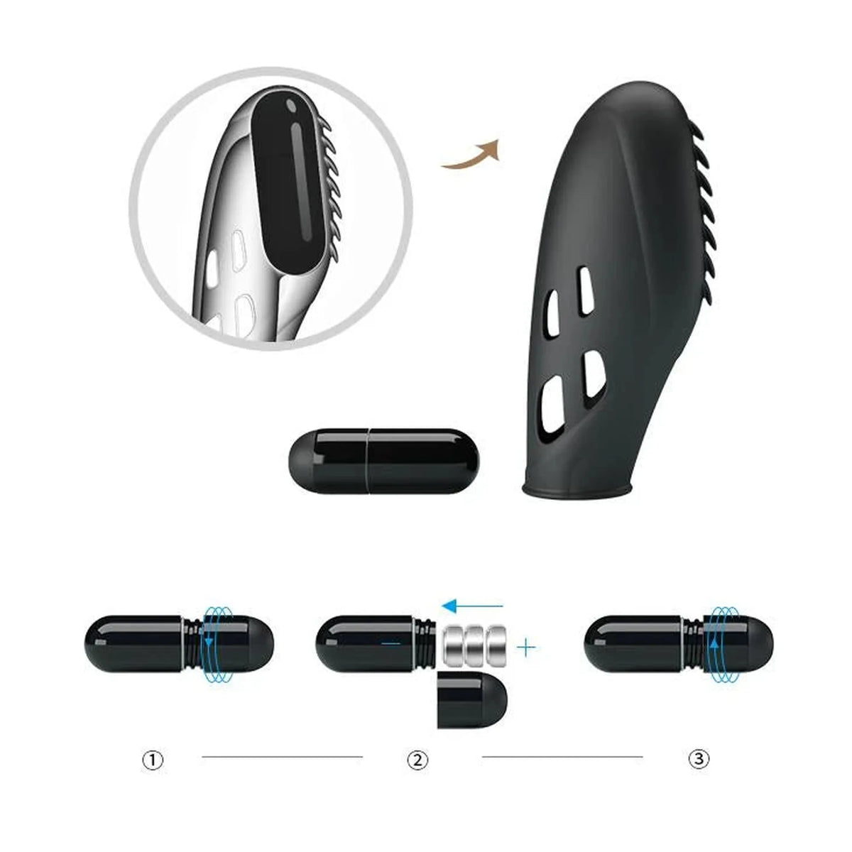 Vibratore da dito Gilo Fingering – vibrante, nero | Pretty Love