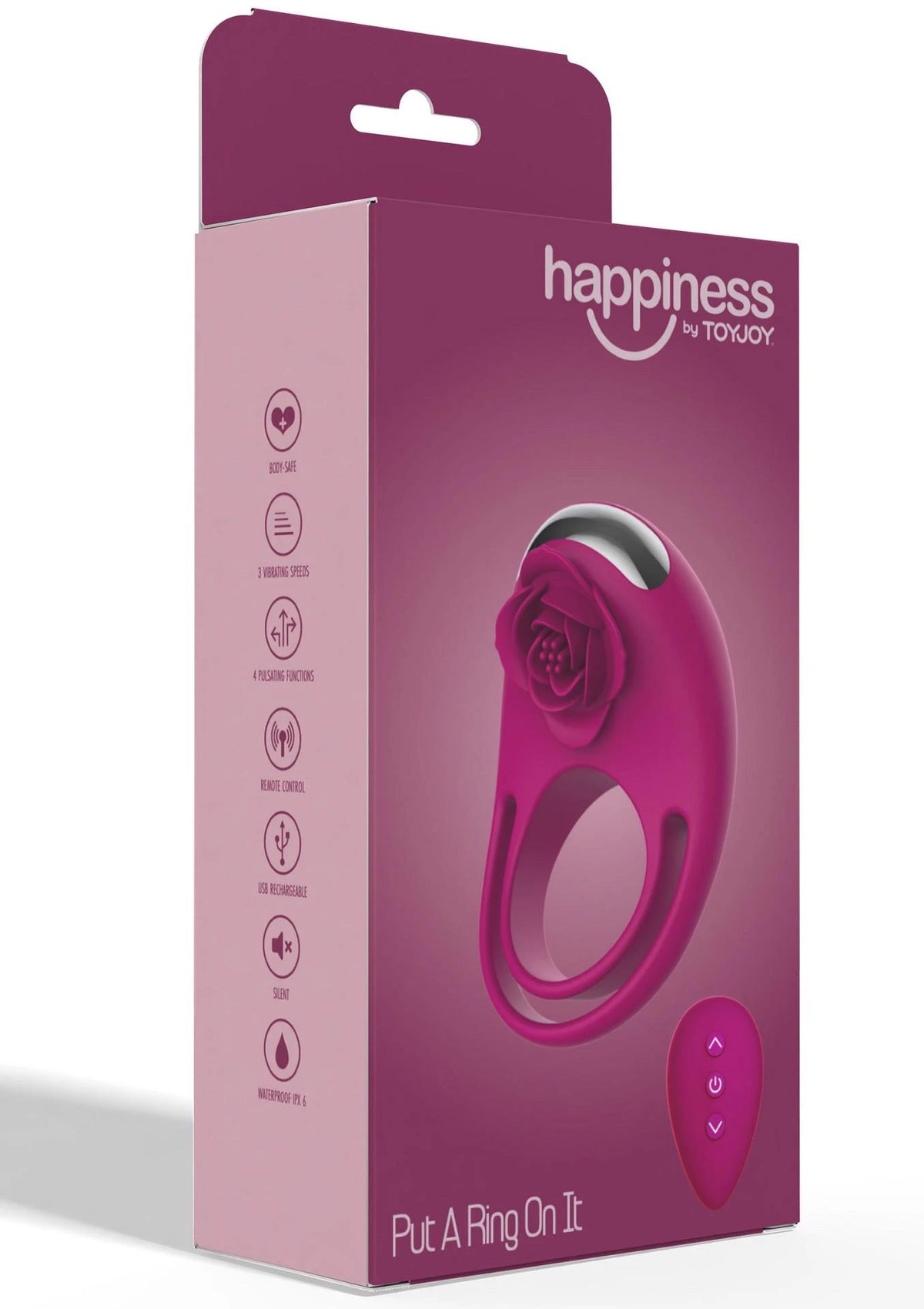Cock ring Put CRing 3 speeds – remote control, rechargeable, fuchsia | ToyJoy
