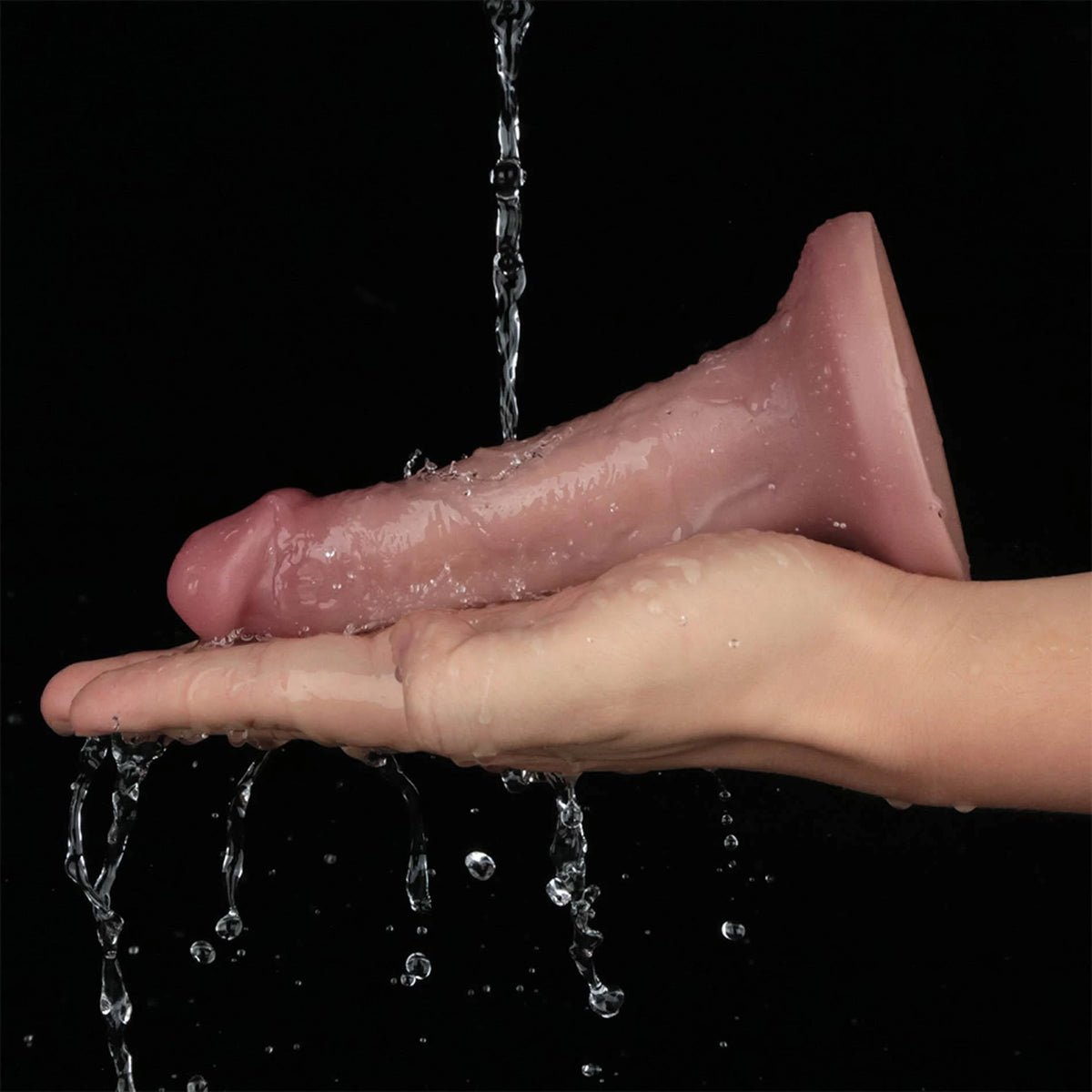 Realistic vibrator Density 10 functions – with suction cup, double, nude 16 cm | Lovetoy