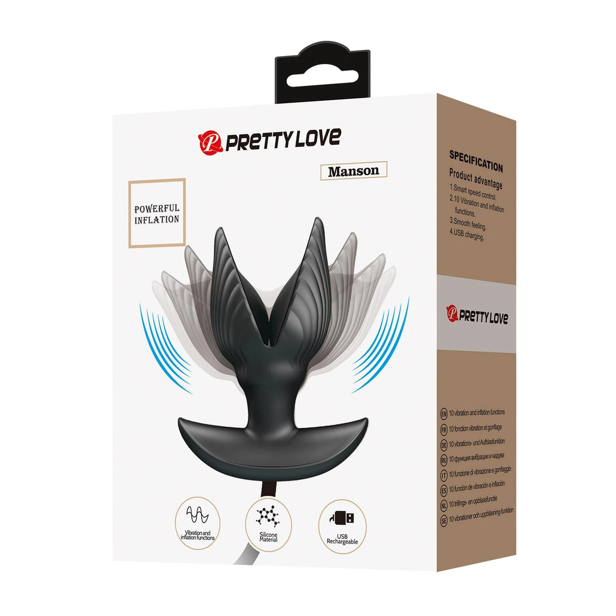 Plug anale Manson 10 funzioni – gonfiabile, ricaricabile | Pretty Love