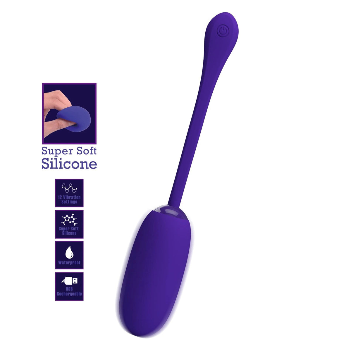 Ovetto vibrante Julius 12 funzioni – ricaricabile, viola | Pretty Love